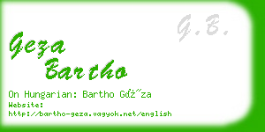 geza bartho business card